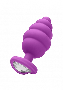 Regular Ribbed Diamond Heart Plug - Purple