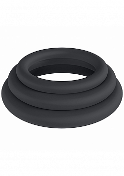 LEVELZ - Classic Silicone Cock Ring Set of 3 (L/XL/XXL) - Black