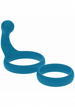 LEVELZ - Anillo Doble de Silicona para el Pene con Estimulador Anal - Verde Azulado