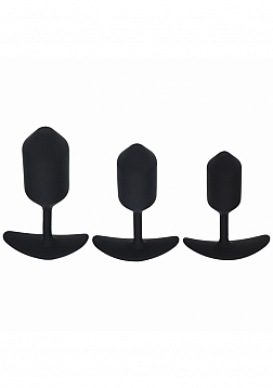 Silicone Weighted Anal Plug Training Kit - Set of 3 - Black