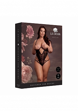 Lace Underwired Open Cup Bodysuit with Sliders - OSX -Black